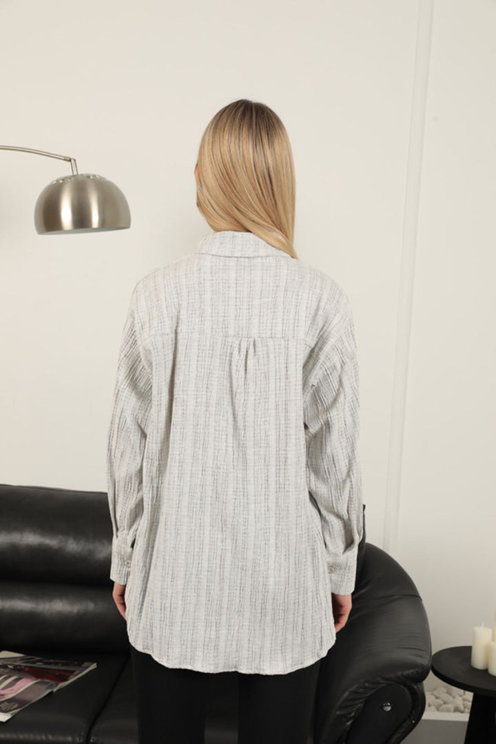 KKT Cotton Crepe Fabric Women's Shirt-Grey - Cedar Falls