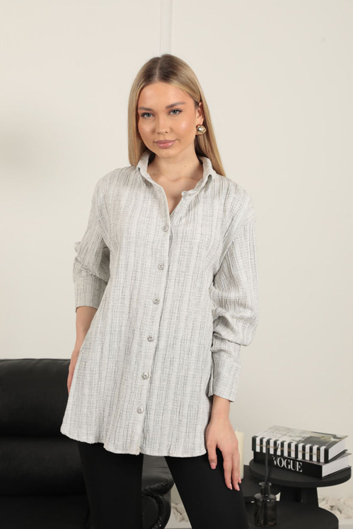 KKT Cotton Crepe Fabric Women's Shirt-Grey - Cedar Falls