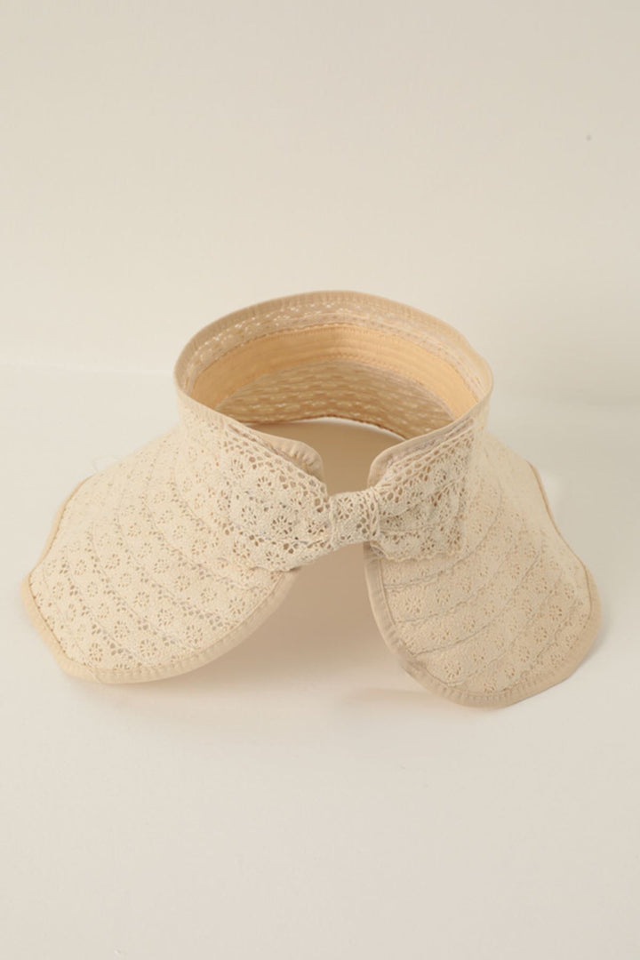 KKT Straw Lace Detailed Visor Hat-Beige - Elyria