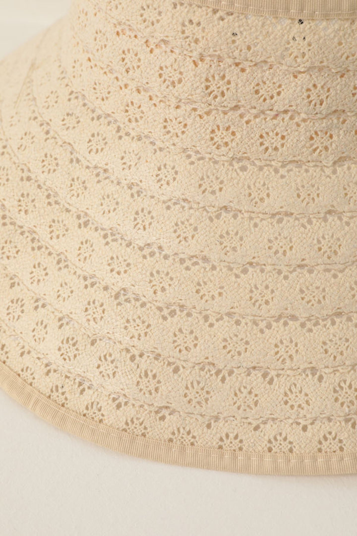 KKT Straw Lace Detailed Visor Hat-Beige - Elyria