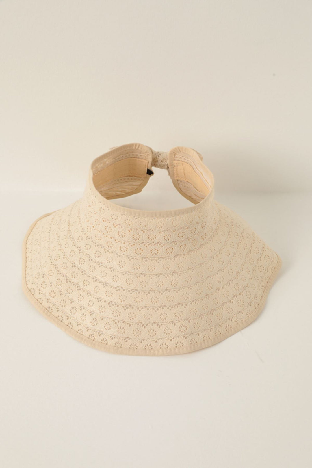 KKT Straw Lace Detailed Visor Hat-Beige - Elyria