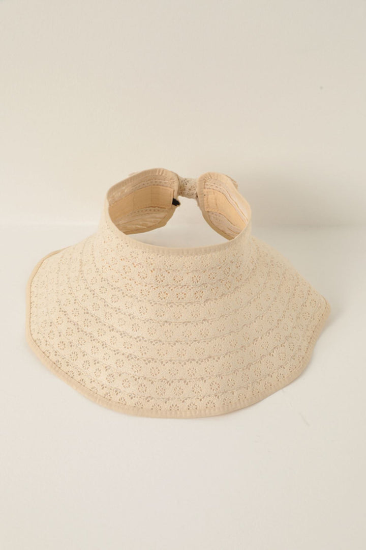 KKT Straw Lace Detailed Visor Hat-Beige - Elyria