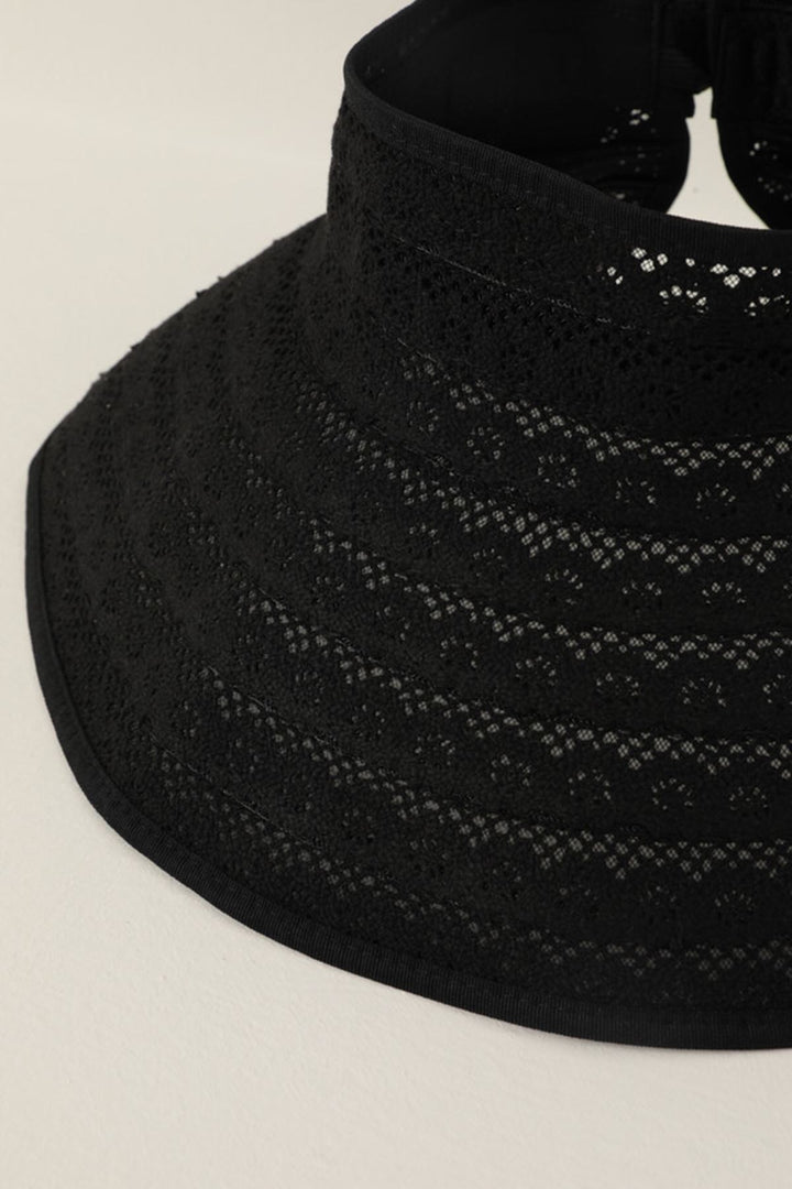 KKT Straw Lace Detailed Visor Hat-Black - Châtillon