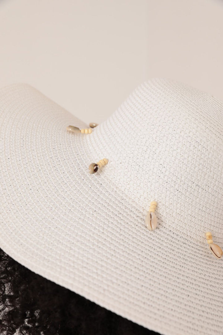 KKT Straw Shell Women's Hat-White - Snizhne