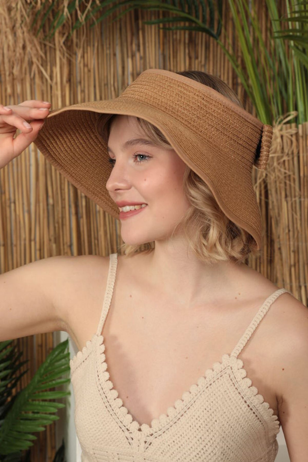 KKT Straw Bow Detailed Visor Hat-Camel - Cape Breton