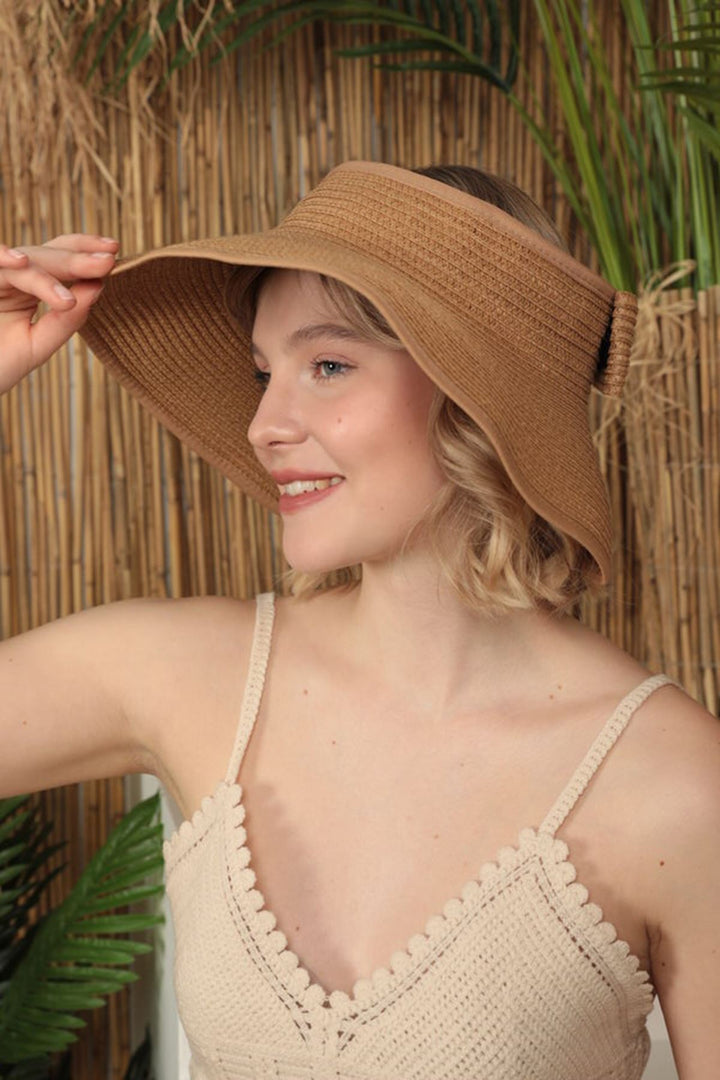KKT Straw Bow Detailed Visor Hat-Camel - Cape Breton