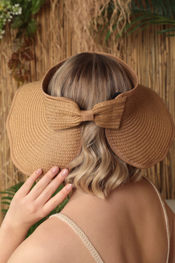 KKT Straw Bow Detailed Visor Hat-Camel - Cape Breton
