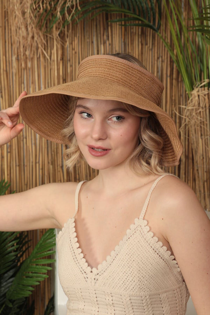 KKT Straw Bow Detailed Visor Hat-Camel - Cape Breton