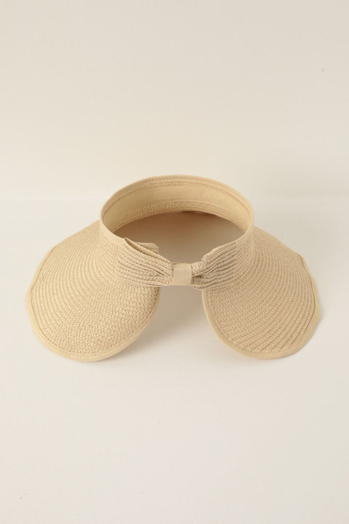 KKT Straw Bow Detail Visor Hat-Beige - Soest