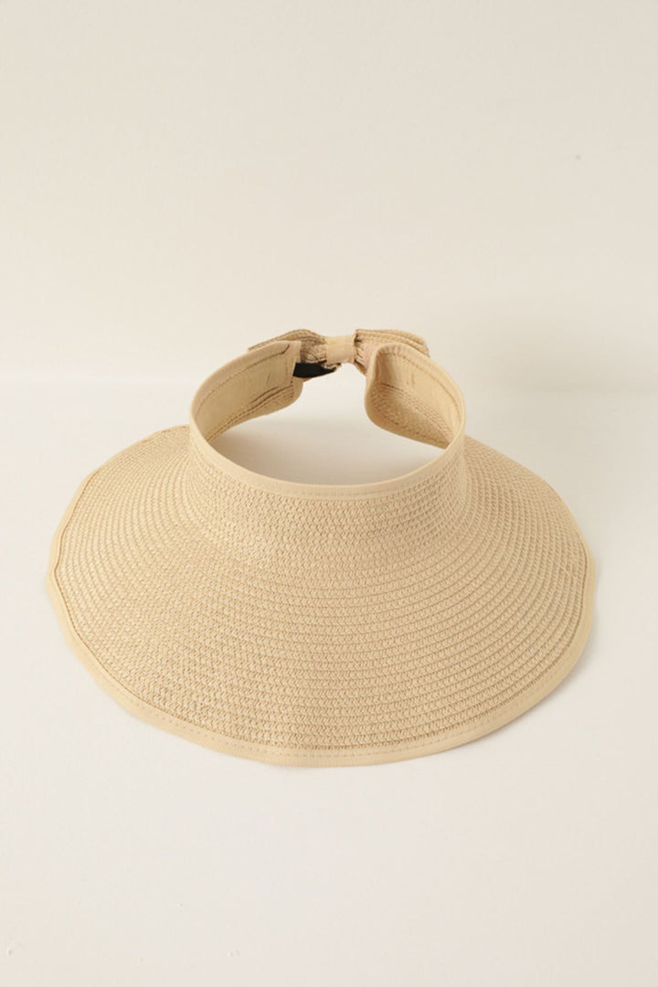 KKT Straw Bow Detail Visor Hat-Beige - Soest