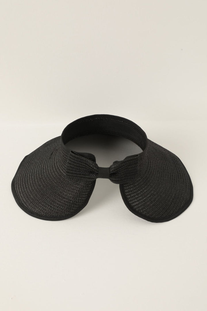 KKT Straw Bow Detailed Visor Hat-Black - Lage