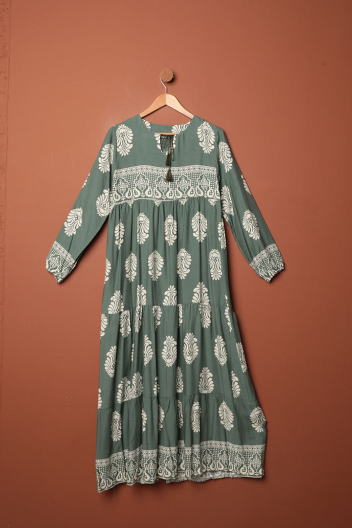 KKT Viscose Fabric Ethnic Dress-Khaki - Dornbirn