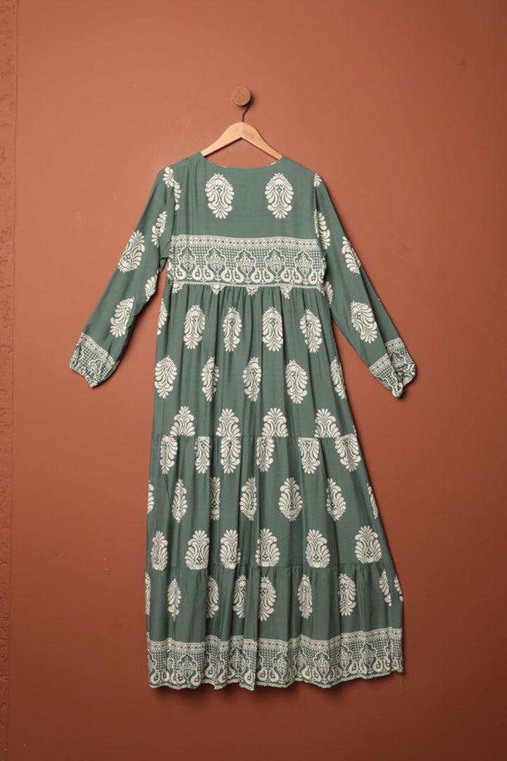 KKT Viscose Fabric Ethnic Dress-Khaki - Dornbirn
