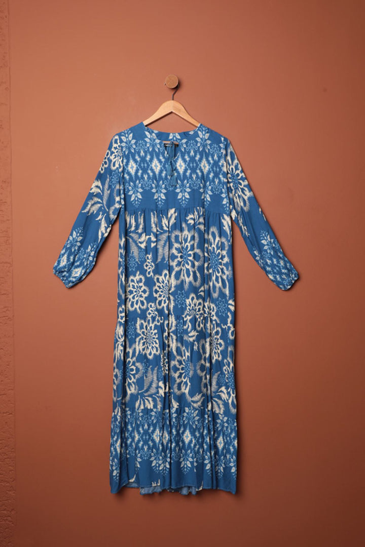 KKT Viscose Fabric Patterned Dress-Indigo - Croydon
