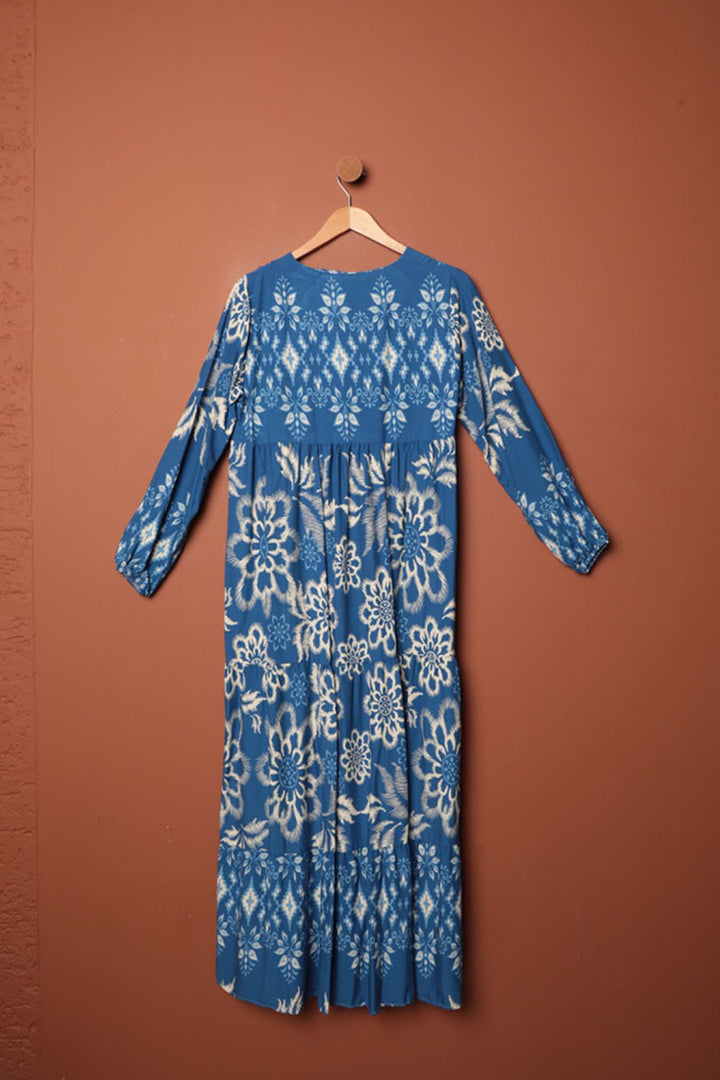 KKT Viscose Fabric Patterned Dress-Indigo - Croydon