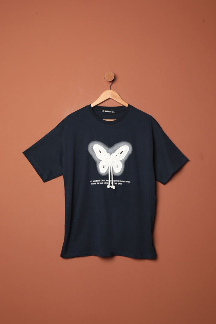 KKT Butterfly Embroidered T-Shirt-Navy Blue - Macerata