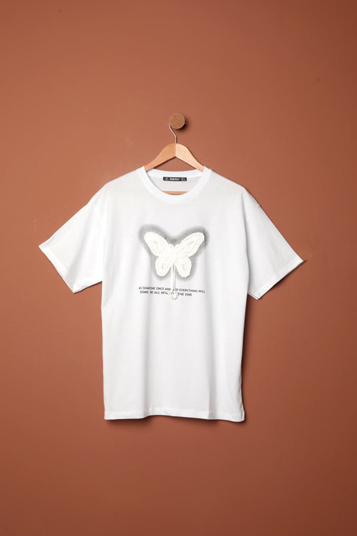 KKT Butterfly Embroidered T-Shirt-White - New Bedford