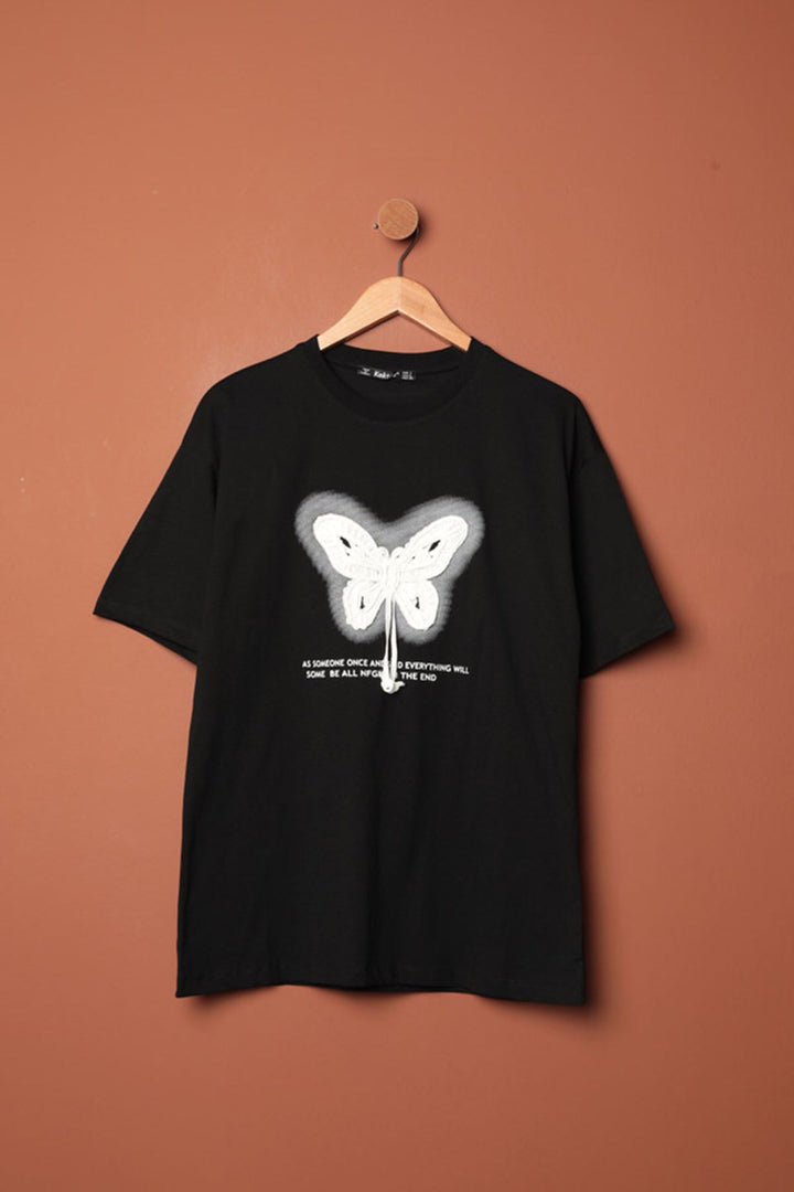 KKT Butterfly Embroidered T-Shirt-Black - Cookeville