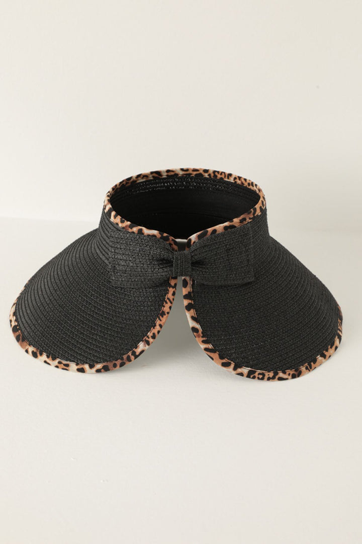 KKT Straw Leopard Detailed Visor Hat-Black - Lugoj