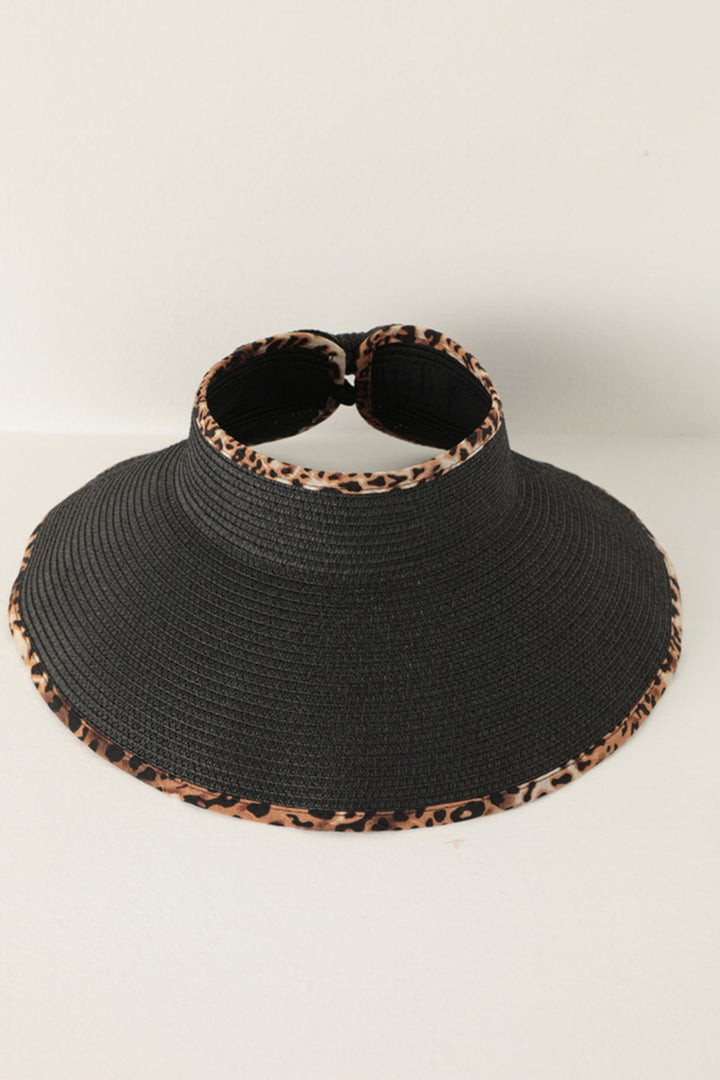 KKT Straw Leopard Detailed Visor Hat-Black - Lugoj