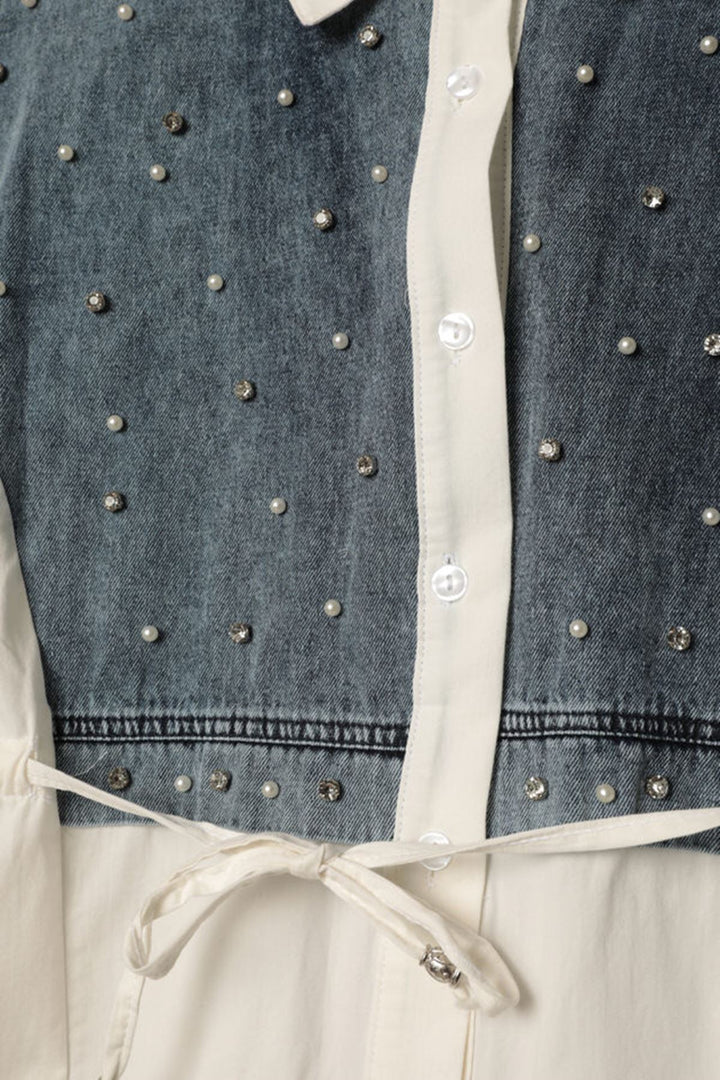 KKT Poplin Fabric Pearl Detailed Ecru Women's Shirt - Tlapacoyan