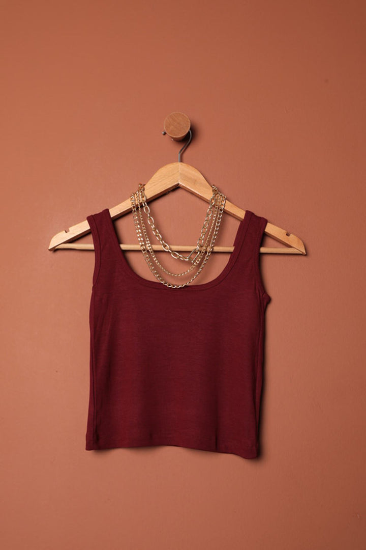 KKT Strawberry Viscose Fabric Suspender Crop-Bordeaux - Airdrie