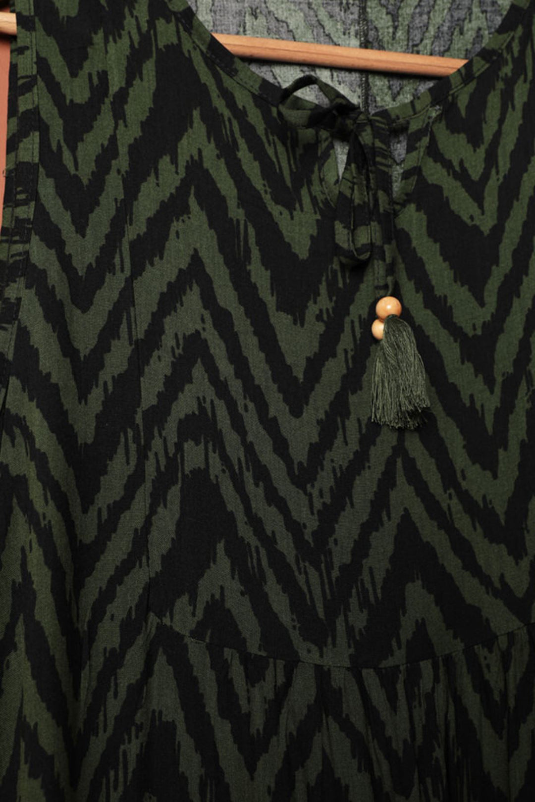 KKT Viscose Fabric Striped Dress-Khaki - San Benedetto del Tronto
