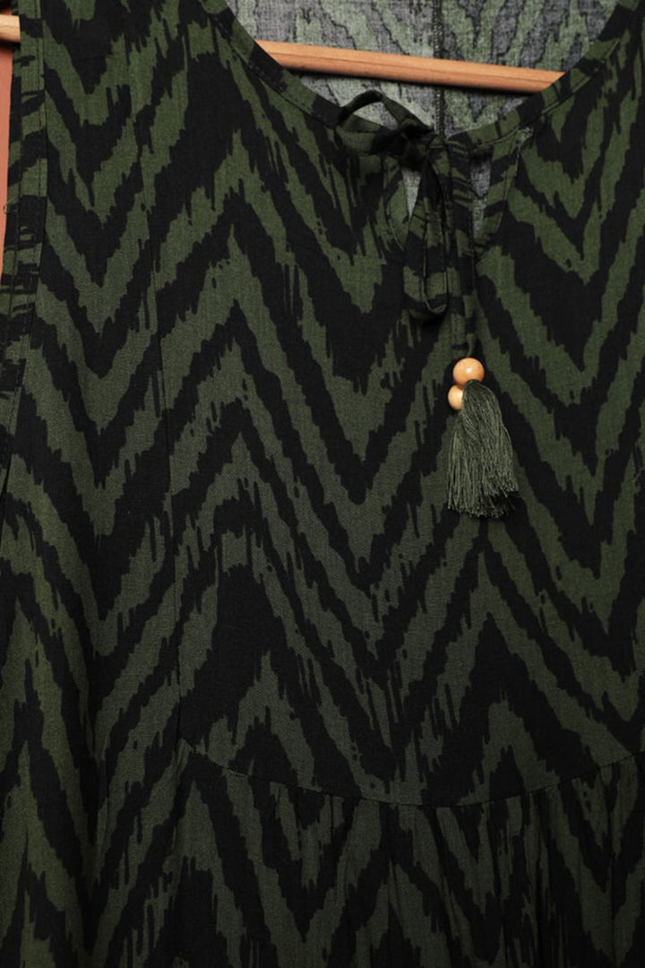 KKT Viscose Fabric Striped Dress-Khaki - San Benedetto del Tronto