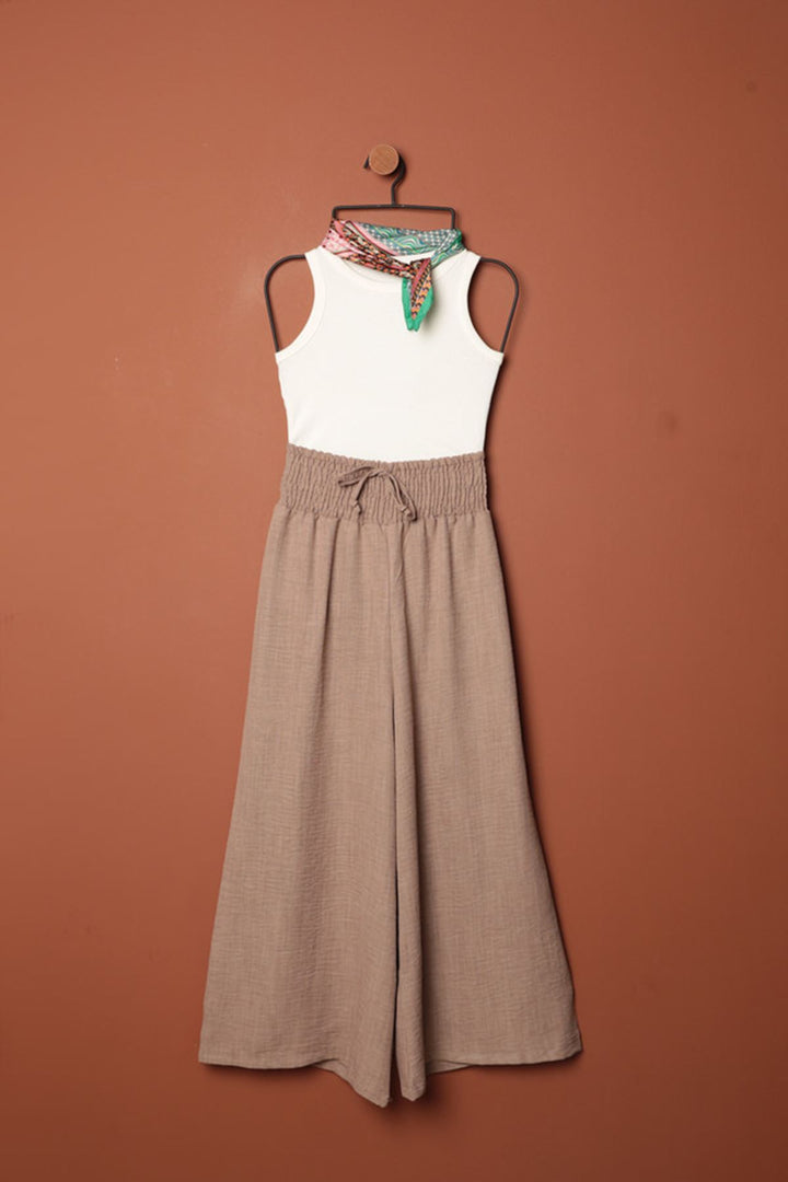 KKT Linen Aerobin Fabric Loose Trousers-Mink - Apple Valley