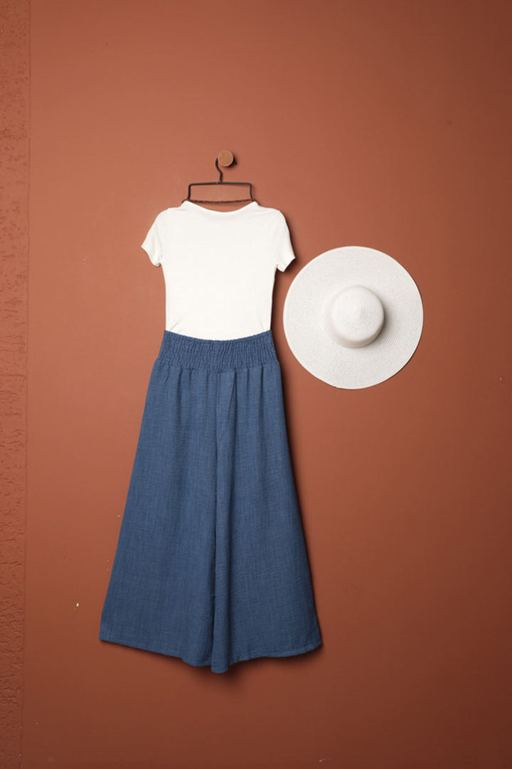 KKT Linen Aerobin Fabric Loose Trousers-Indigo - Lawton
