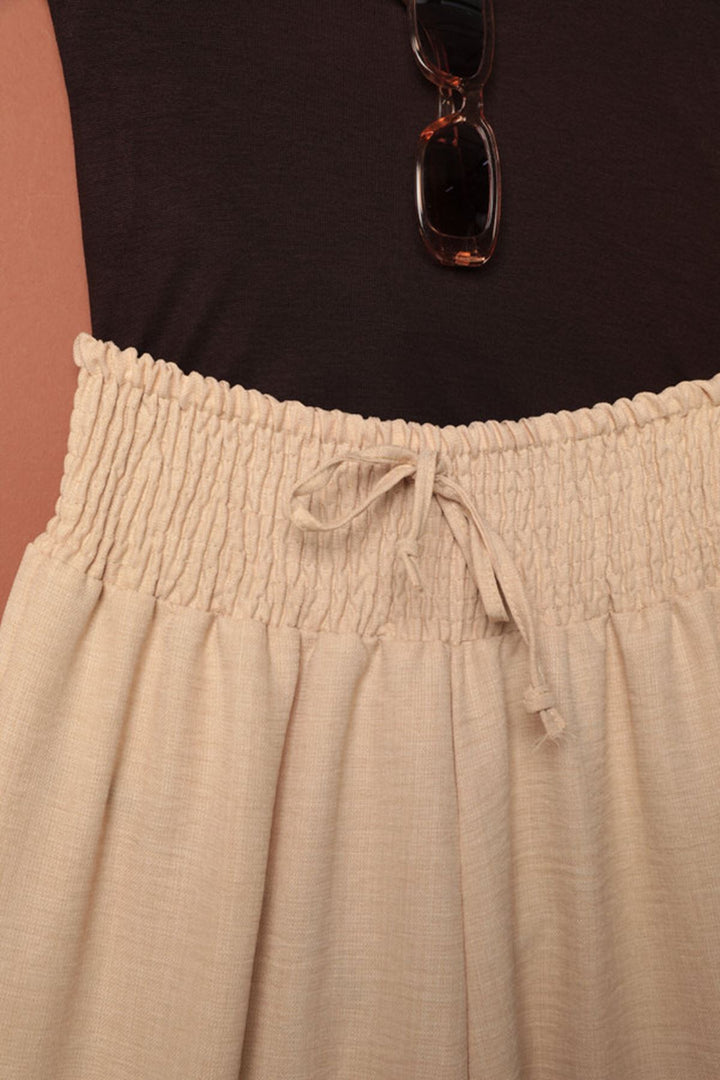 KKT Linen Aerobin Fabric Loose Trousers-Beige - Security-Widefield