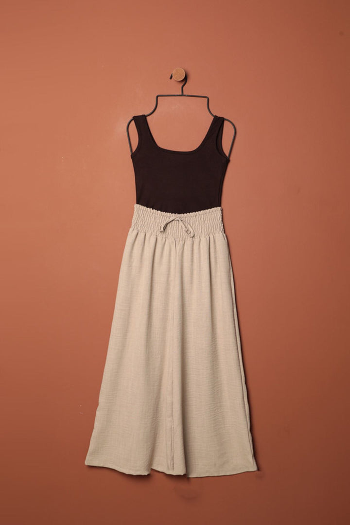 KKT Linen Aerobin Fabric Loose Trousers-Stone - Uster