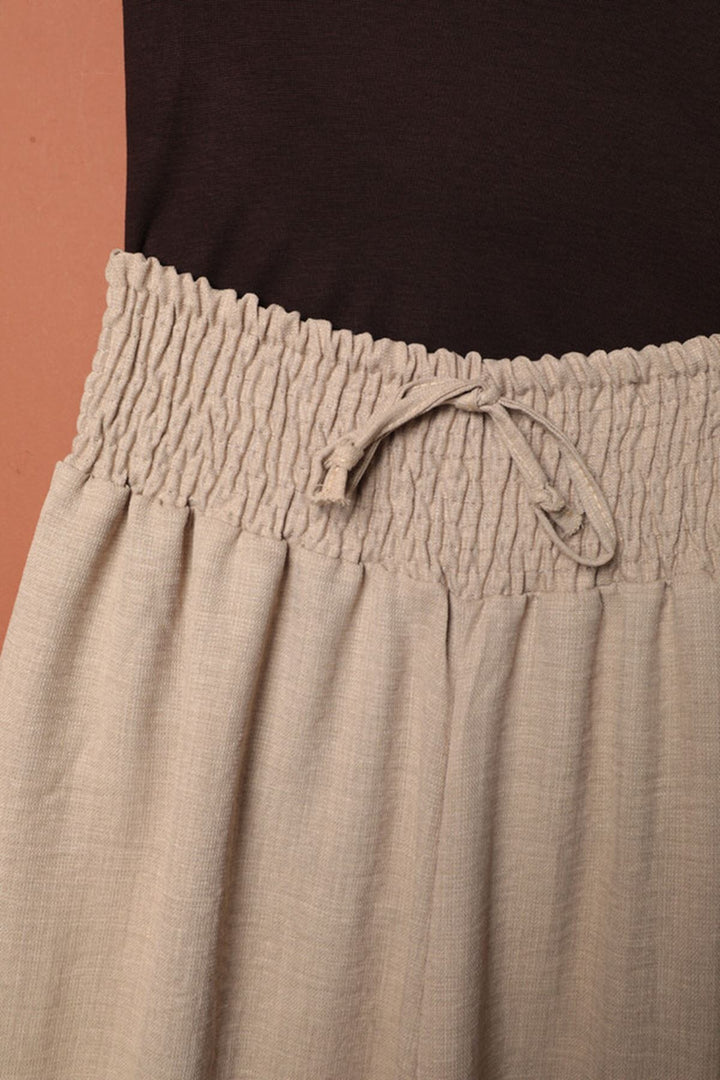 KKT Linen Aerobin Fabric Loose Trousers-Stone - Uster