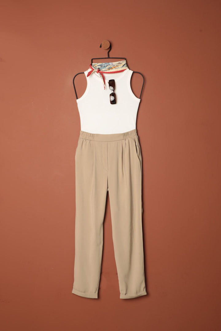 KKT Modal Fabric Double Leg Women's Trousers-Stone - Tortosa