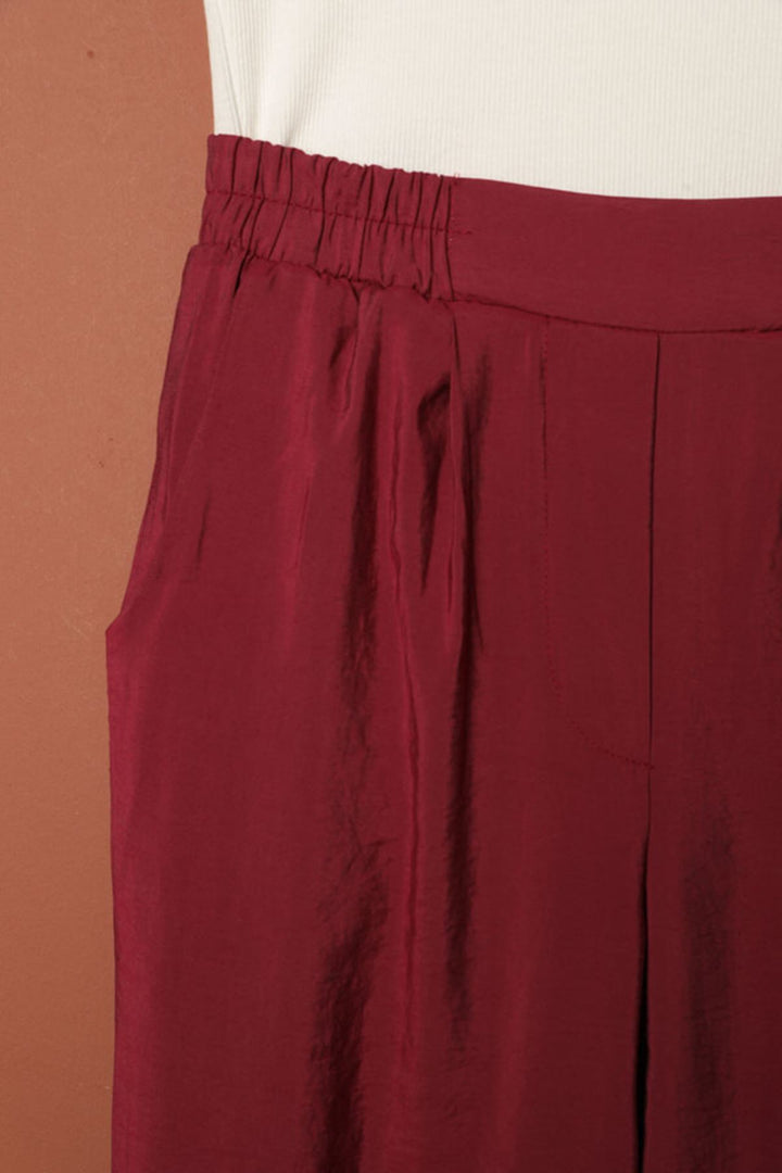 KKT Modal Fabric Double Leg Women's Trousers-Burgundy - North Charleston
