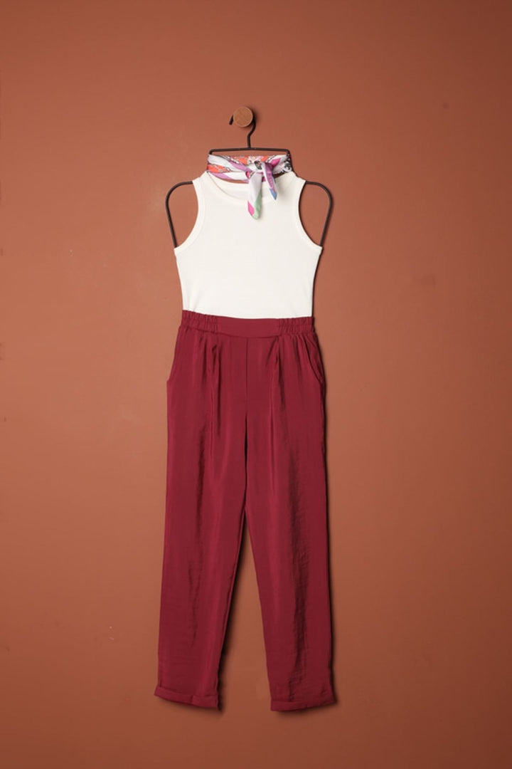 KKT Modal Fabric Double Leg Women's Trousers-Burgundy - North Charleston