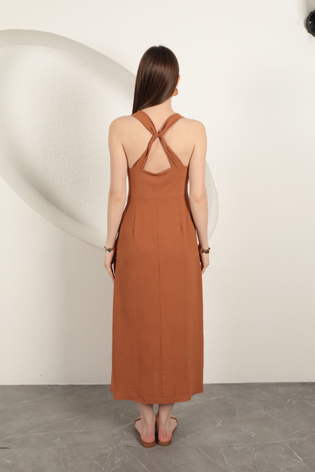 KKT Buckle Detailed Strap Dress-Brown - Ancona