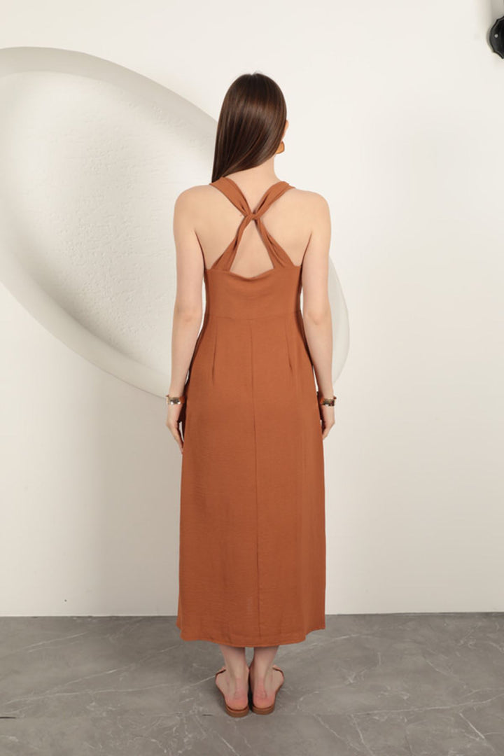 KKT Buckle Detailed Strap Dress-Brown - Ancona