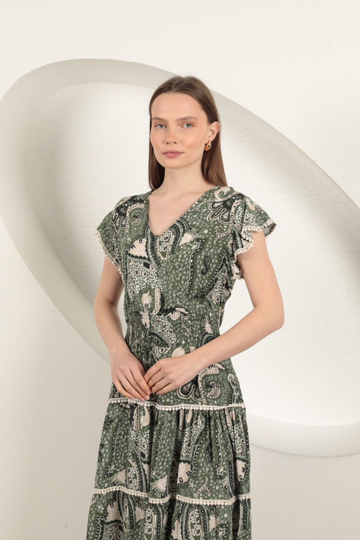 KKT Viscose Floral Patterned Dress-Green - Swindon