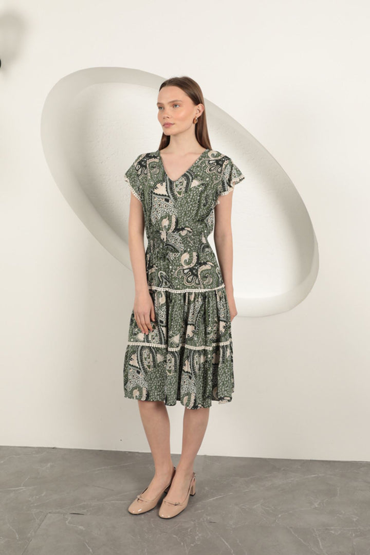 KKT Viscose Floral Patterned Dress-Green - Swindon
