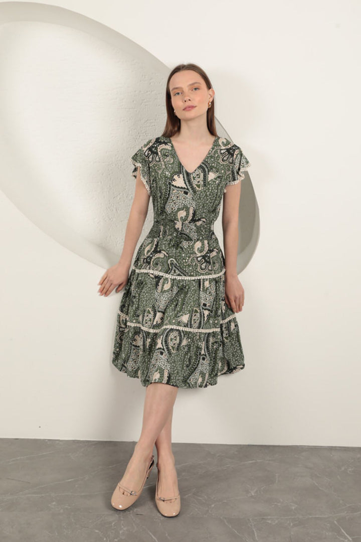 KKT Viscose Floral Patterned Dress-Green - Swindon