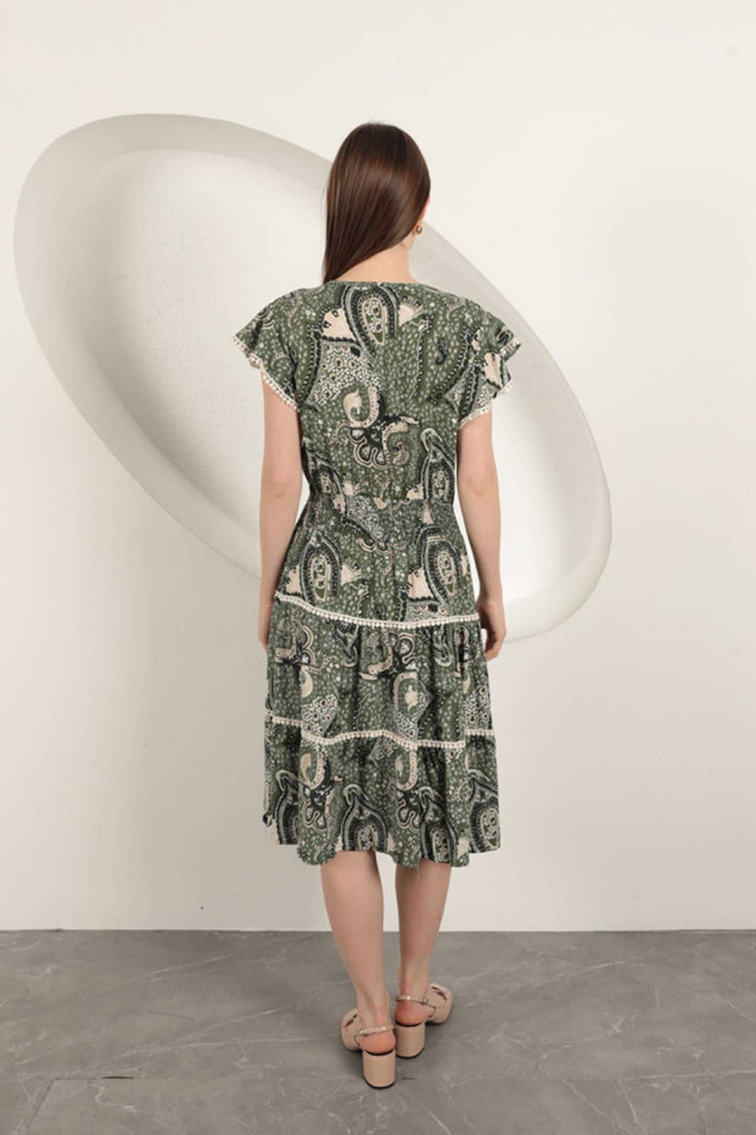 KKT Viscose Floral Patterned Dress-Green - Swindon