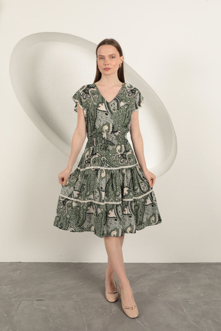 KKT Viscose Floral Patterned Dress-Green - Swindon