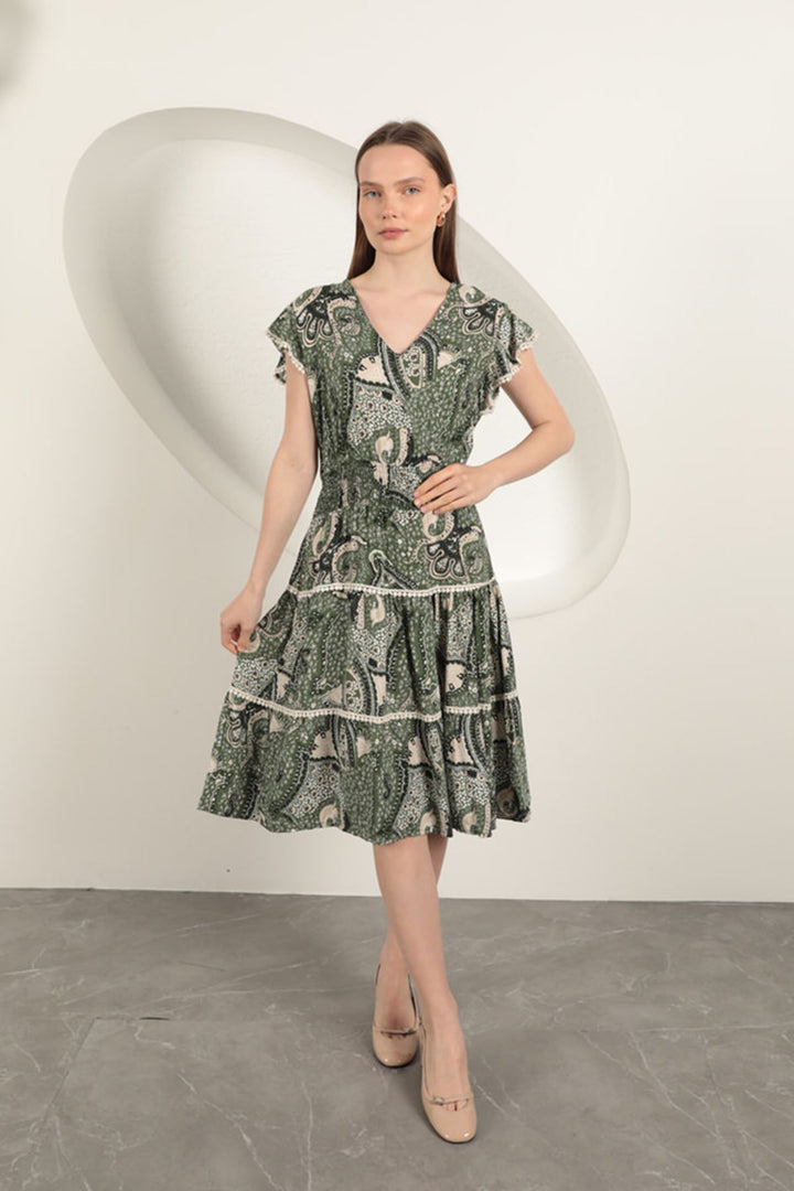 KKT Viscose Floral Patterned Dress-Green - Swindon