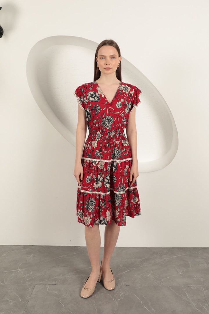 KKT Viscose Floral Patterned Dress-Red - Sintra