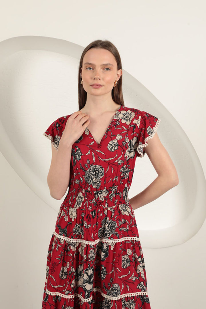 KKT Viscose Floral Patterned Dress-Red - Sintra