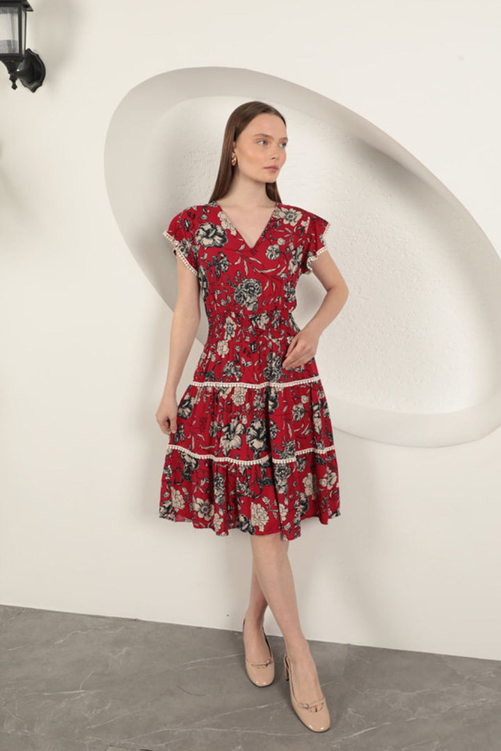 KKT Viscose Floral Patterned Dress-Red - Sintra
