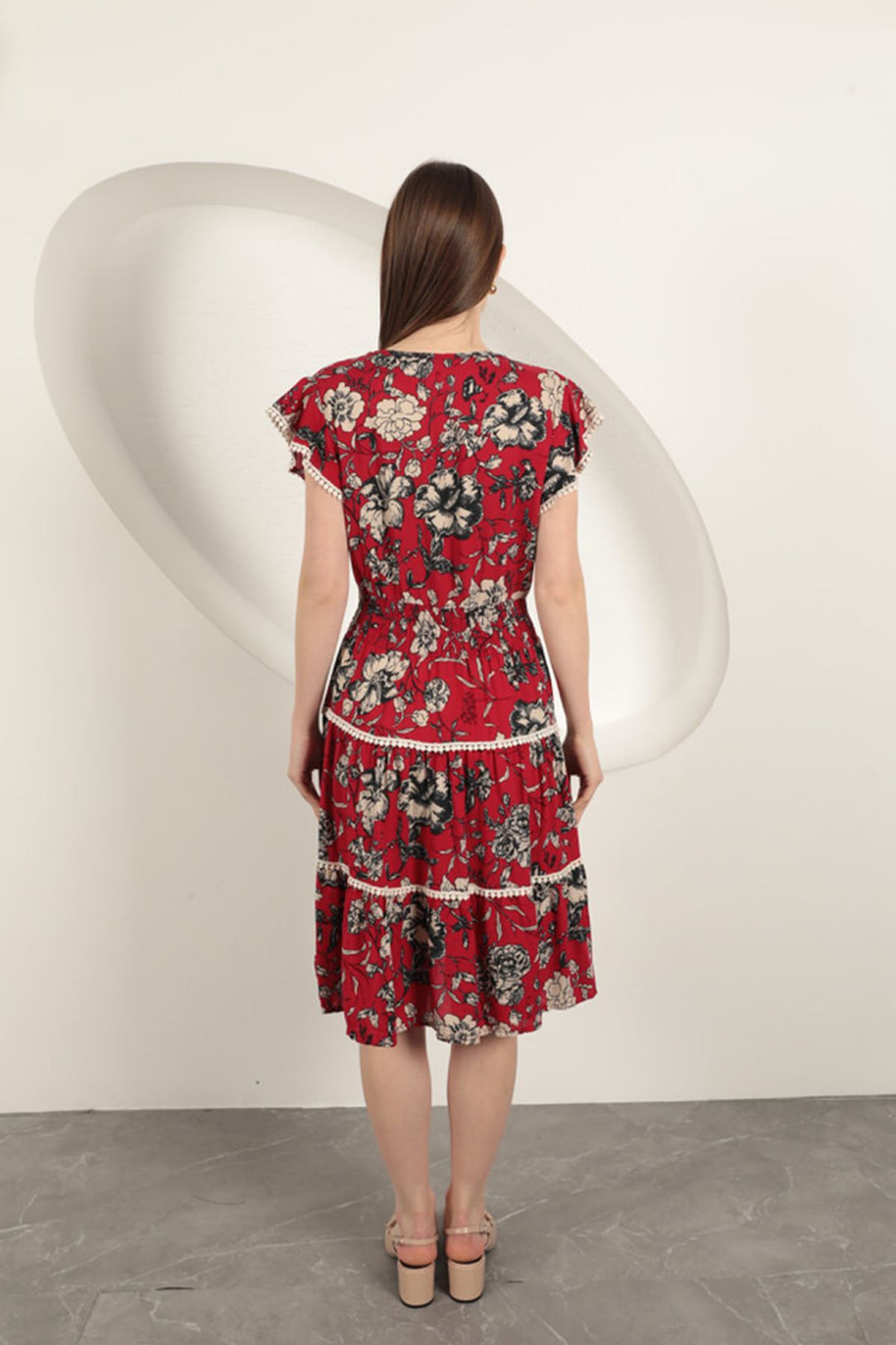 KKT Viscose Floral Patterned Dress-Red - Sintra