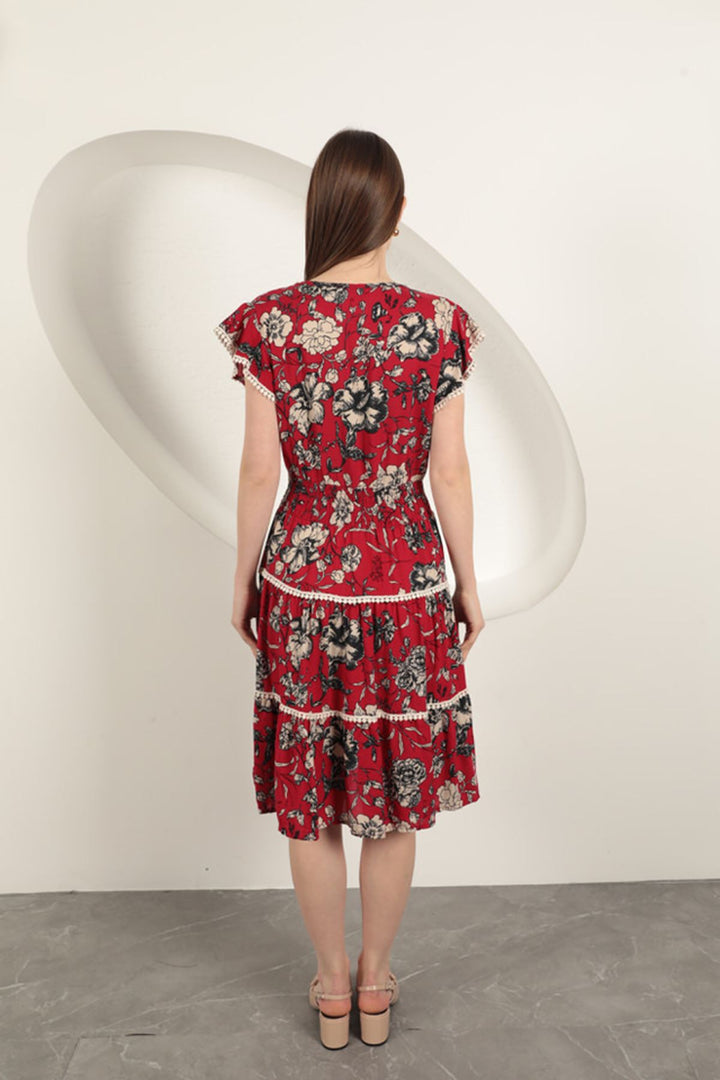 KKT Viscose Floral Patterned Dress-Red - Sintra