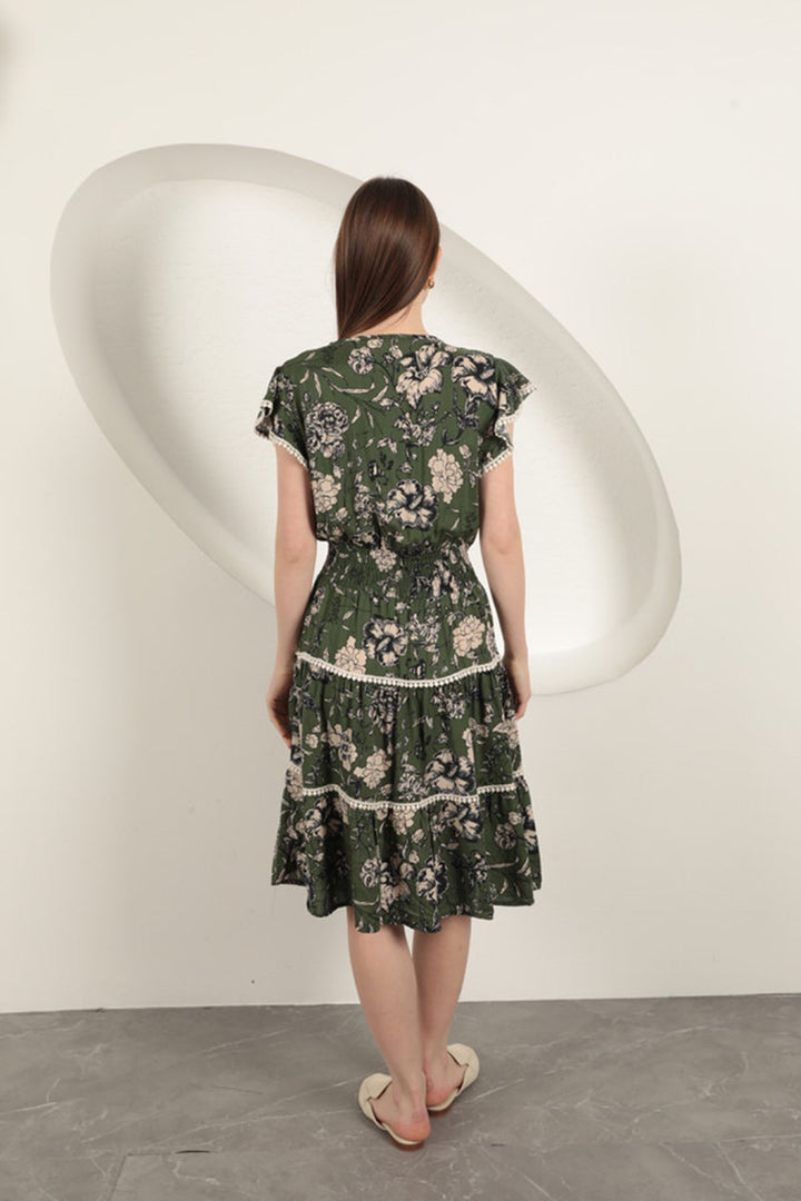 KKT Viscose Floral Patterned Dress-Green - Irákleio
